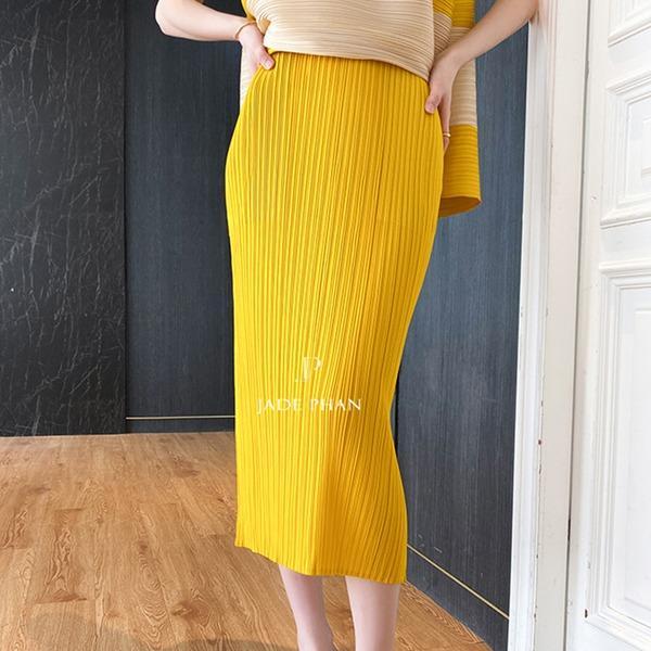 Chân váy Audora XẺ CẠNH xếp ly nữ ống suông, chân váy midi nữ dập ly cao cấp không nhăn nhiều màu 76cm — ảnh 13