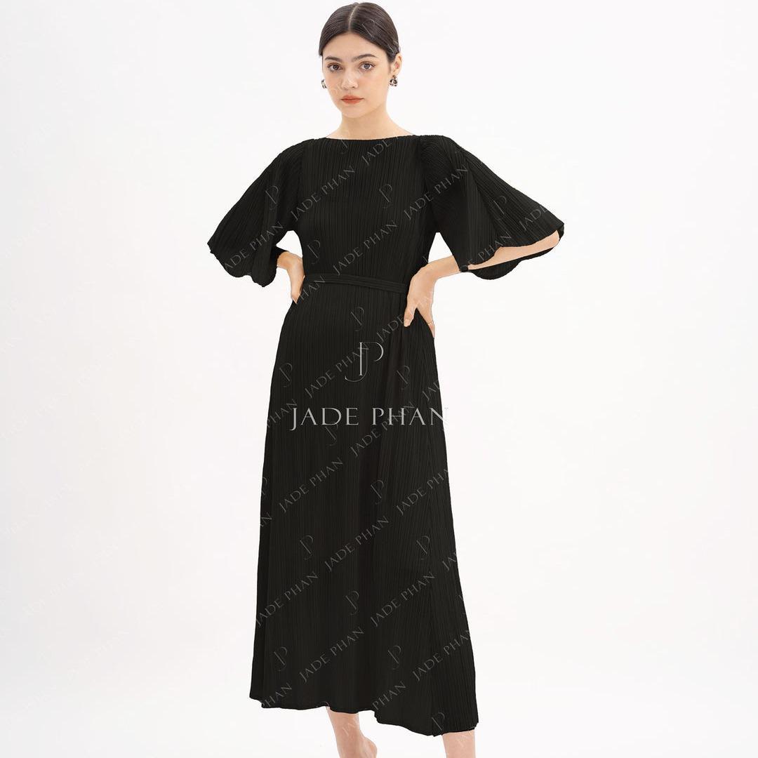 Váy Charisse dập ly cao cấp JADEPHAN xếp ly lò xo — ảnh 4