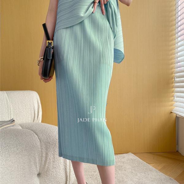 Chân váy Audora XẺ CẠNH xếp ly nữ ống suông, chân váy midi nữ dập ly cao cấp không nhăn nhiều màu 76cm — ảnh 14
