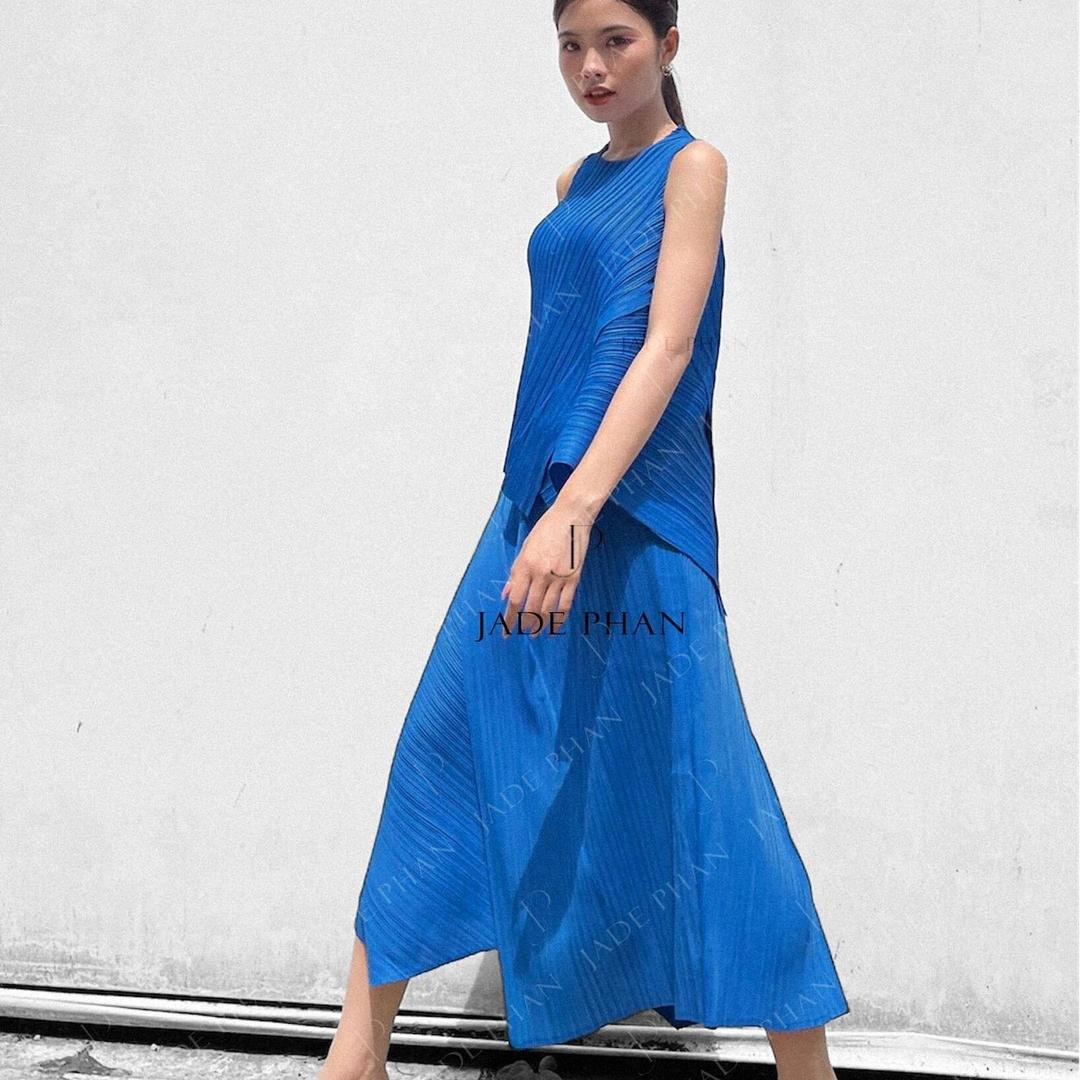 Set quần áo Iris dập ly cao cấp JADEPHAN thanh lịch nhiều màu