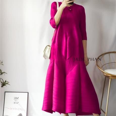 Váy Doris dập ly cao cấp JADEPHAN xếp ly lò xo nhiều màu — ảnh 20