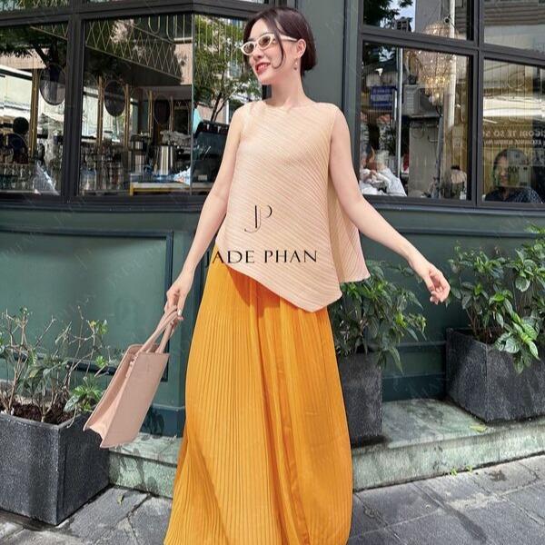 Áo Léa dập ly cao cấp JADEPHAN xếp ly lò xo nhiều màu — ảnh 2