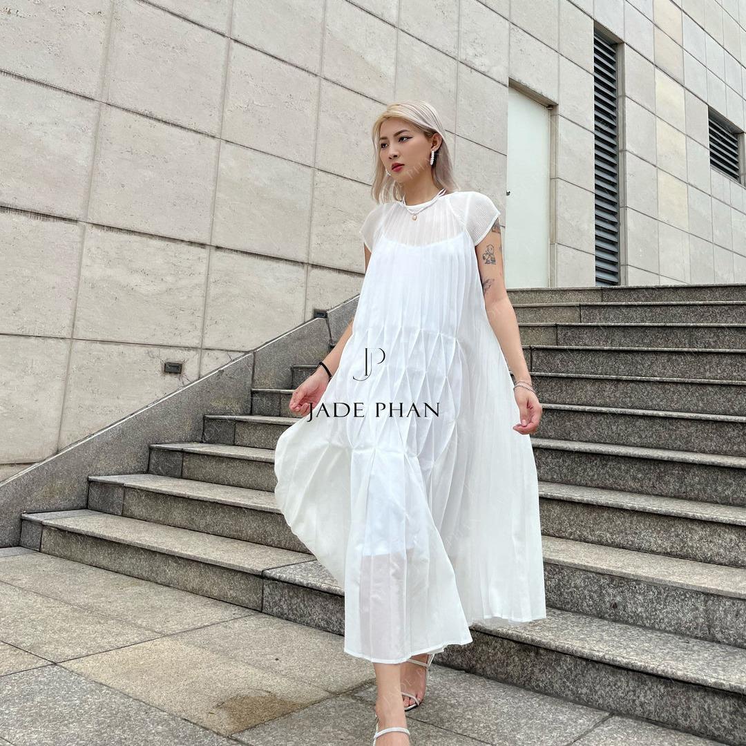 ADENA Dress - Váy vải lụa xếp ly tinh tế — ảnh 5