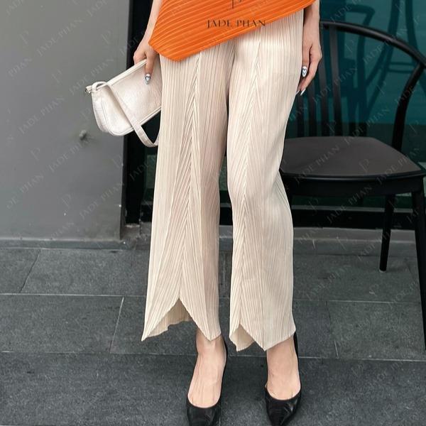 Quần Katle xếp ly nữ ống suông, quần ống rộng nữ dập ly cao cấp chuẩn form tôn dáng sang — ảnh 13