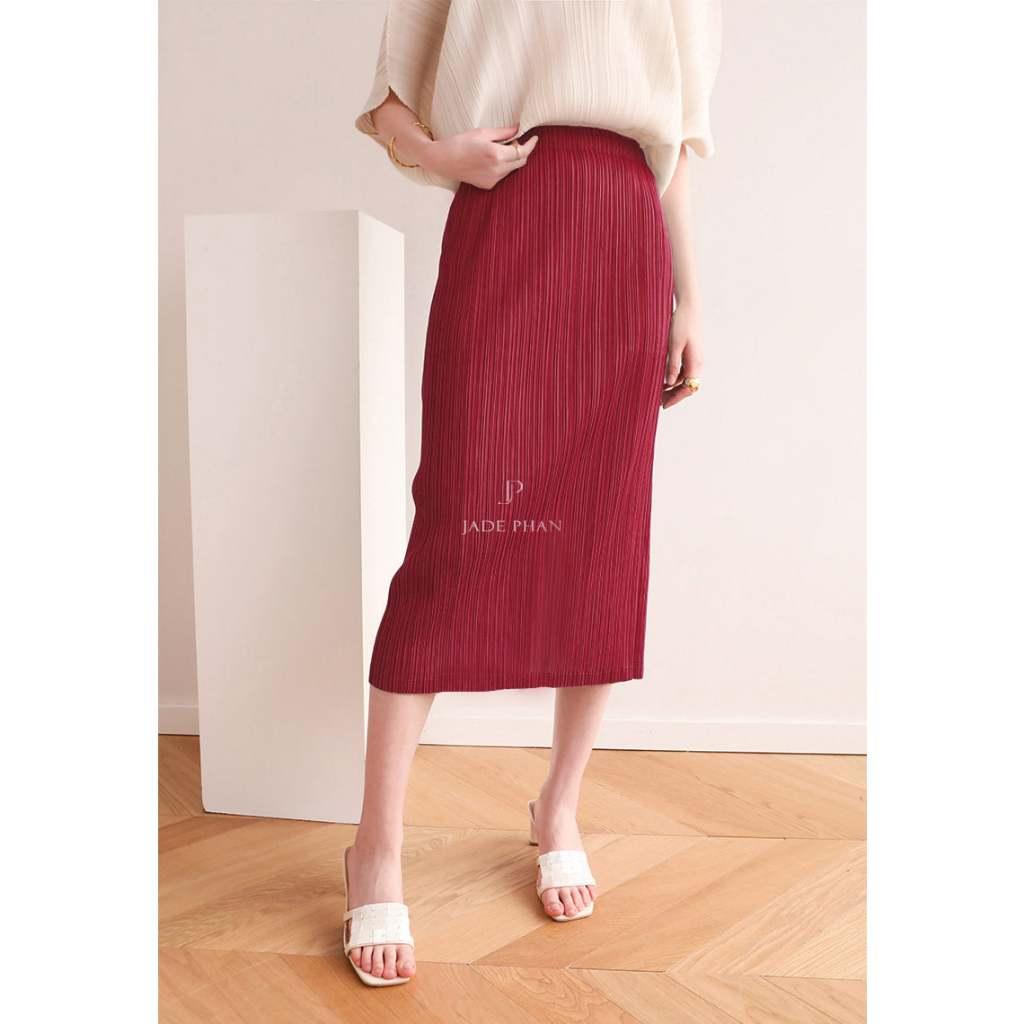 Chân váy Audora XẺ NGANG xếp ly nữ ống suông, chân váy midi nữ dập ly cao cấp không nhăn nhiều màu 76cm