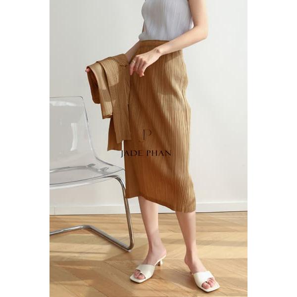 Chân váy Audora XẺ NGANG xếp ly nữ ống suông, chân váy midi nữ dập ly cao cấp không nhăn nhiều màu 76cm — ảnh 17