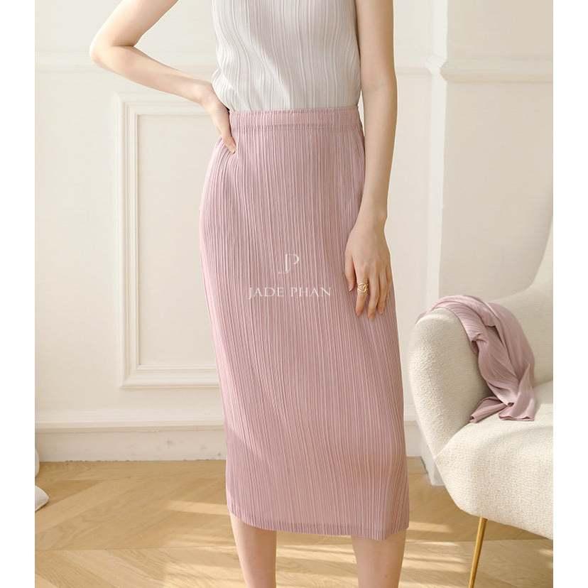 Chân váy Audora XẺ NGANG xếp ly nữ ống suông, chân váy midi nữ dập ly cao cấp không nhăn nhiều màu 76cm — ảnh 3