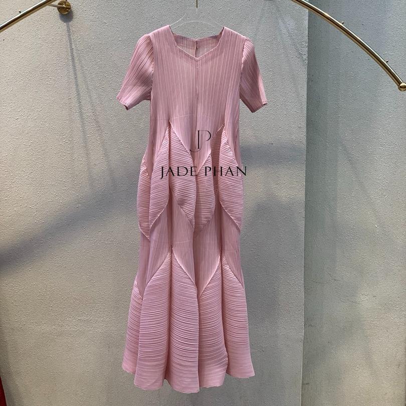 Váy Rose dập ly cao cấp JADEPHAN xếp ly lò xo thanh lịch — ảnh 15