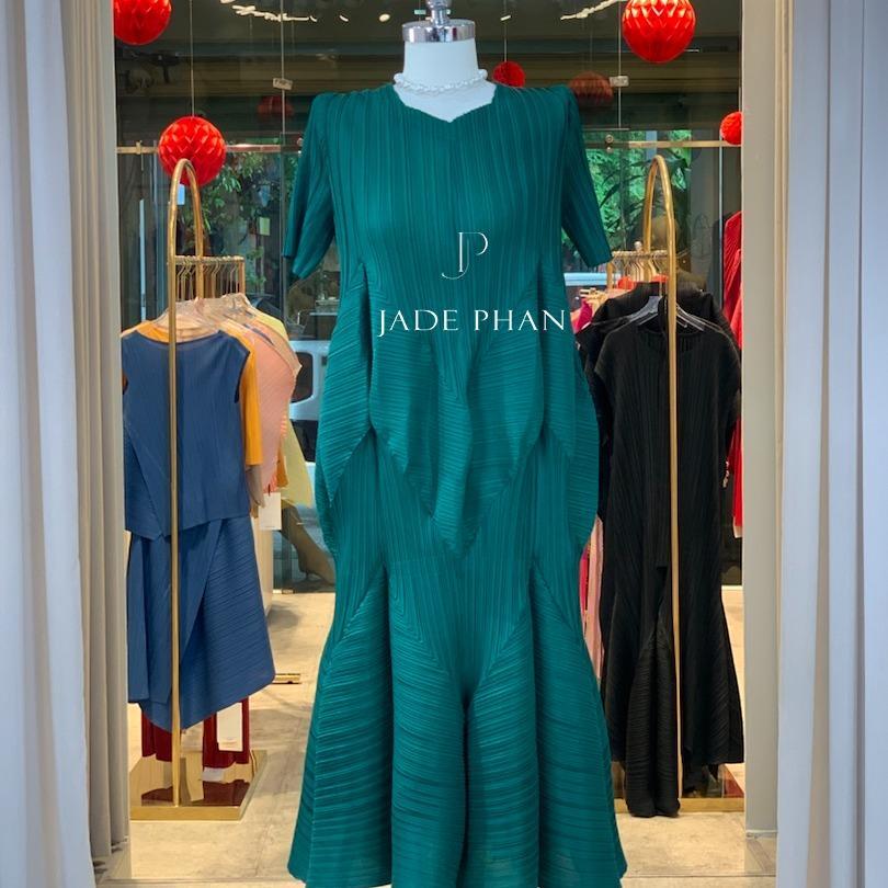 Váy Rose dập ly cao cấp JADEPHAN xếp ly lò xo thanh lịch — ảnh 36