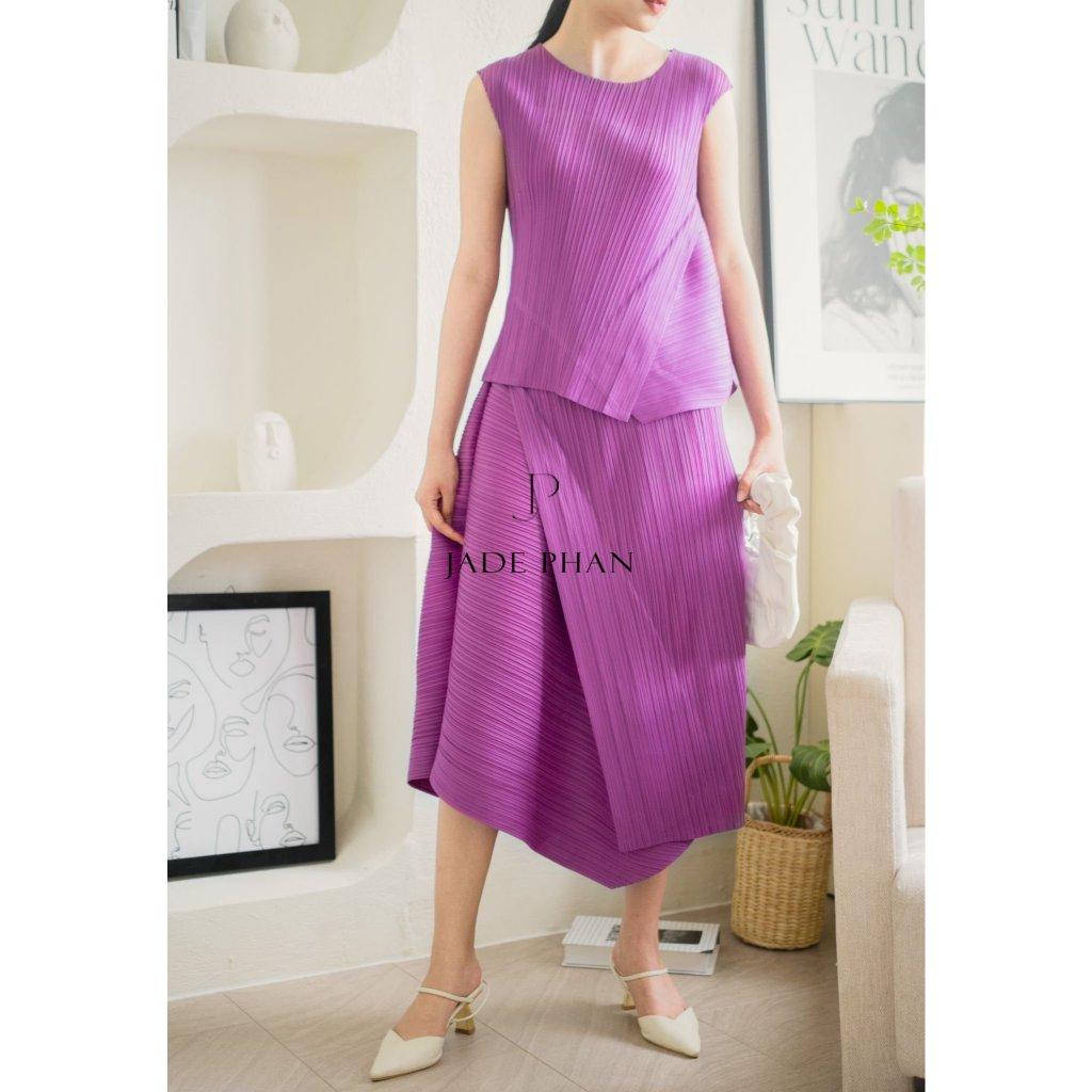 Set quần áo Iris dập ly cao cấp JADEPHAN thanh lịch nhiều màu — ảnh 3