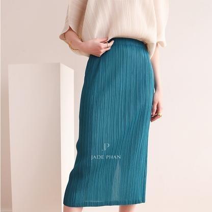 Chân váy Audora XẺ CẠNH xếp ly nữ ống suông, chân váy midi nữ dập ly cao cấp không nhăn nhiều màu 76cm — ảnh 31