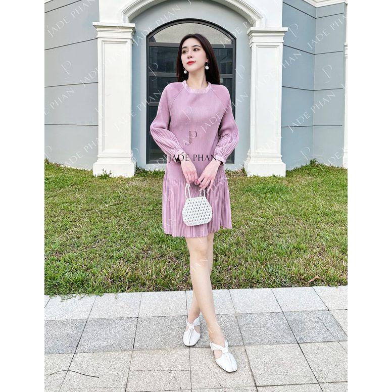 Váy Anna dập ly cao cấp JADEPHAN xếp ly lò xo thanh lịch — ảnh 3