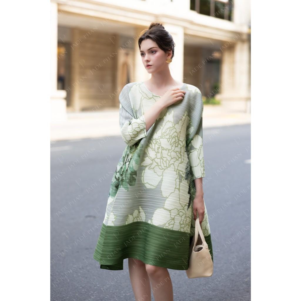 Váy Elena dập ly cao cấp JADEPHAN xếp ly lò xo freesize