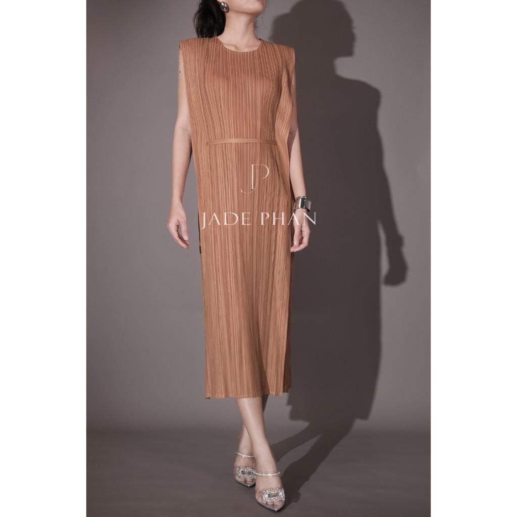 Váy Elegance dài tay dập ly cao cấp JADEPHAN xếp ly lò xo thanh lịch — ảnh 7