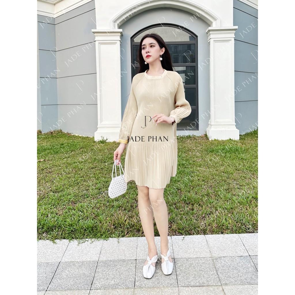 Váy Anna dập ly cao cấp JADEPHAN xếp ly lò xo thanh lịch — ảnh 2