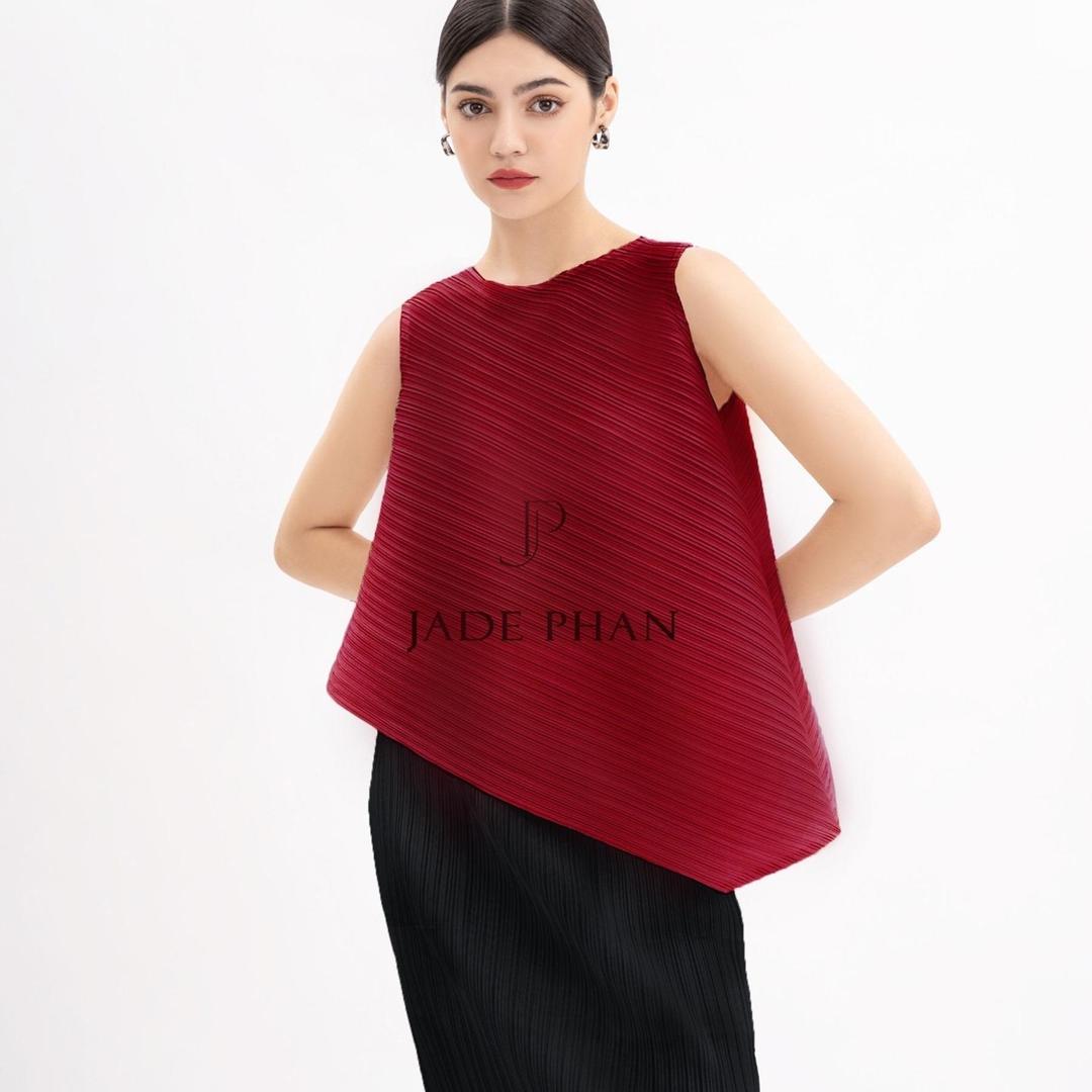 Set gồm áo và chân váy, bộ áo dập ly tà chéo và chân váy midi nữ dập ly cao cấp nhiều màu Lea Audora