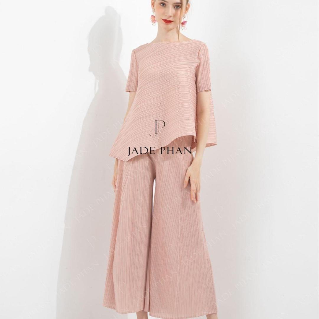 Set gồm áo và quầnđồng màu dập ly cao cấp, bộ quần áo freesize chuẩn form thanh lịch nhiều màu Jennie Gerda — ảnh 2