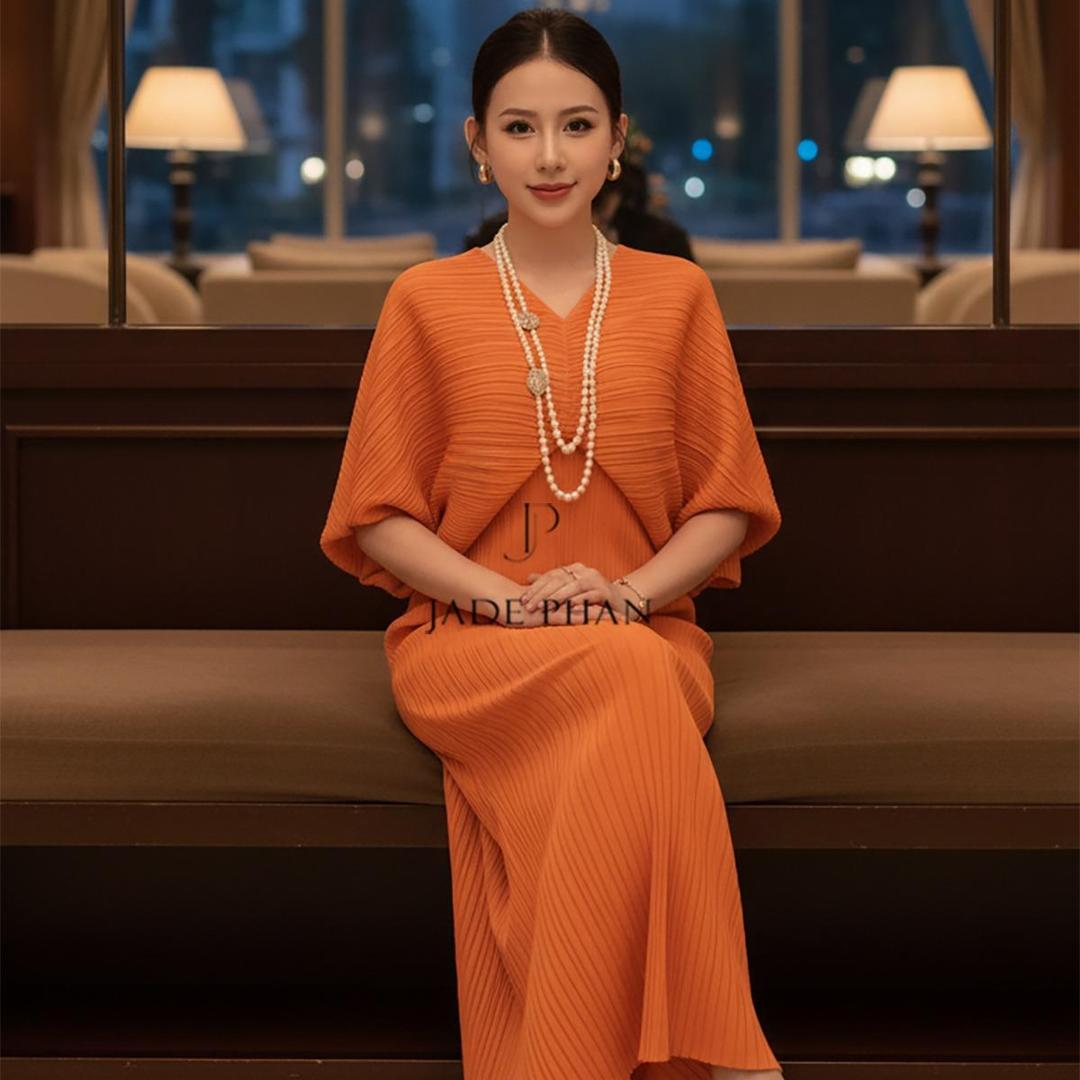 Váy Liana dập ly cao cấp JADEPHAN xếp ly lò xo — ảnh 3