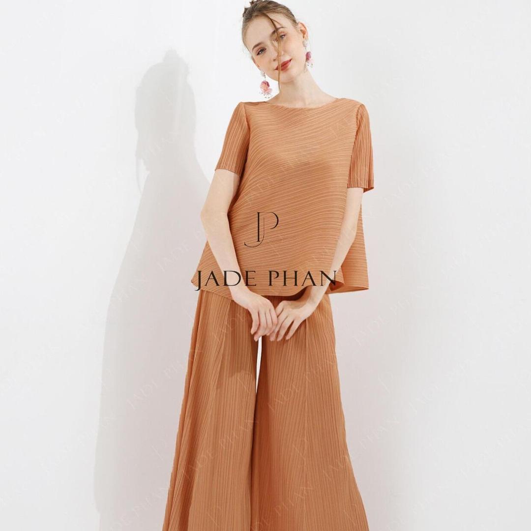 Set gồm áo và quầnđồng màu dập ly cao cấp, bộ quần áo freesize chuẩn form thanh lịch nhiều màu Jennie Gerda — ảnh 3