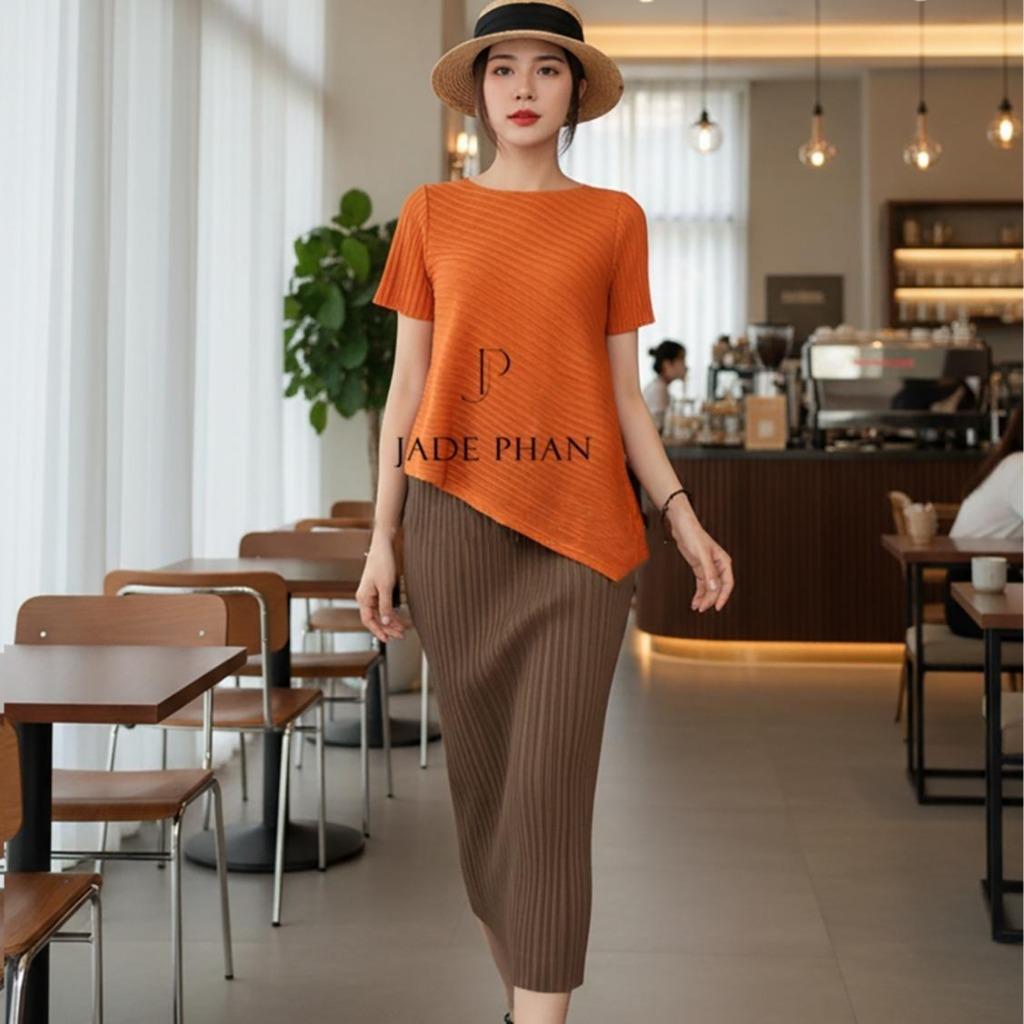 Set gồm áo và chân váymix màu, bộ áo và chân váy midi nữ thanh lịch nhiều màu Jennie Holly — ảnh 8