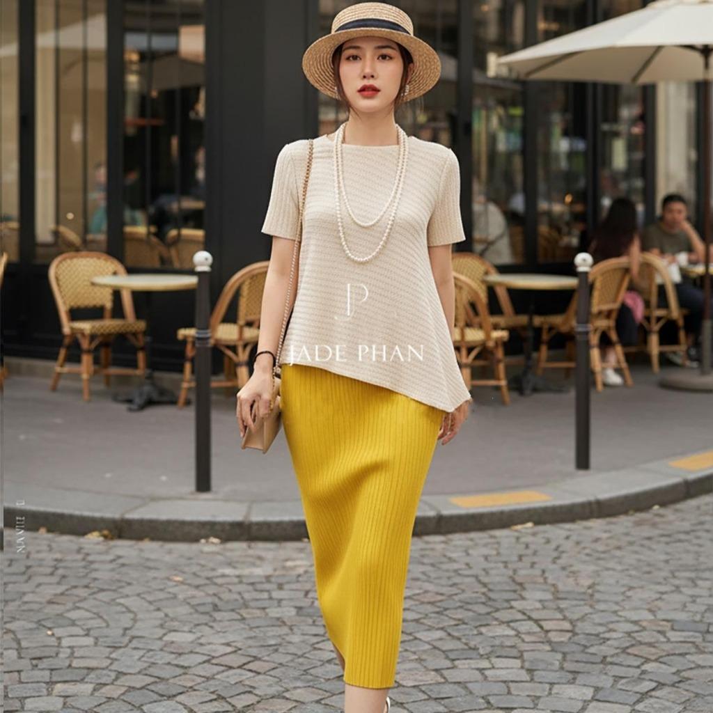 Set gồm áo và chân váymix màu, bộ áo và chân váy midi nữ thanh lịch nhiều màu Jennie Holly — ảnh 11