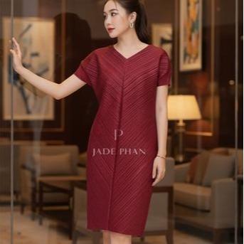 Váy Boise dập ly cao cấp JADEPHAN xếp ly lò xo — ảnh 9