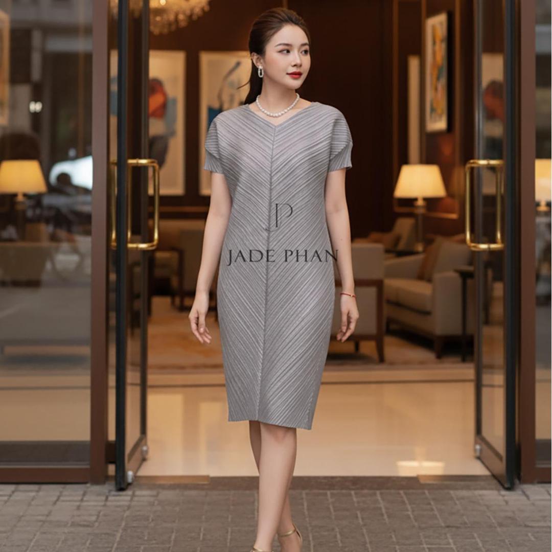 Váy Boise dập ly cao cấp JADEPHAN xếp ly lò xo — ảnh 11