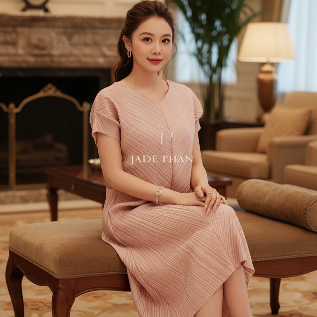 Váy Boise dập ly cao cấp JADEPHAN xếp ly lò xo — ảnh 25