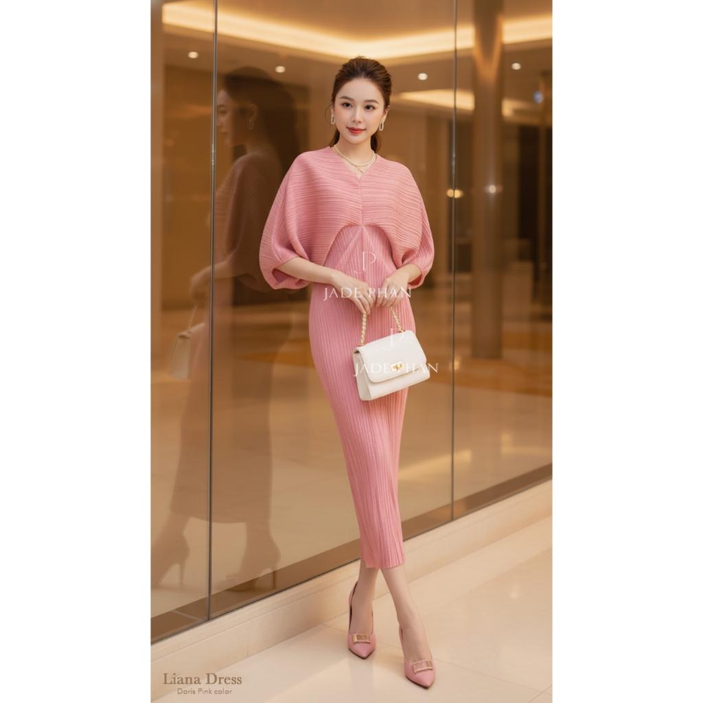 Váy Liana dập ly cao cấp JADEPHAN xếp ly lò xo — ảnh 7