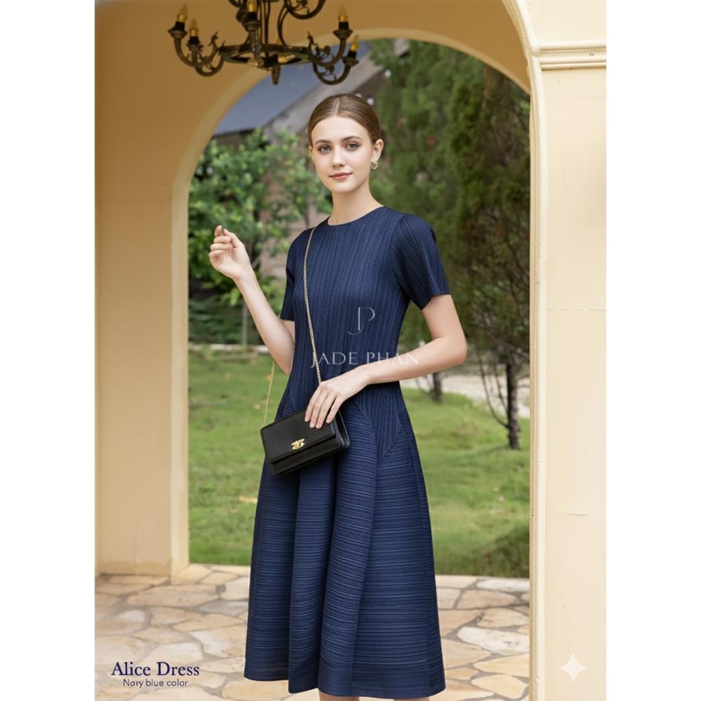 [HỎA TỐC]Váy Alice dập ly cao cấp JADEPHAN xếp ly lò xo thanh lịch — ảnh 3