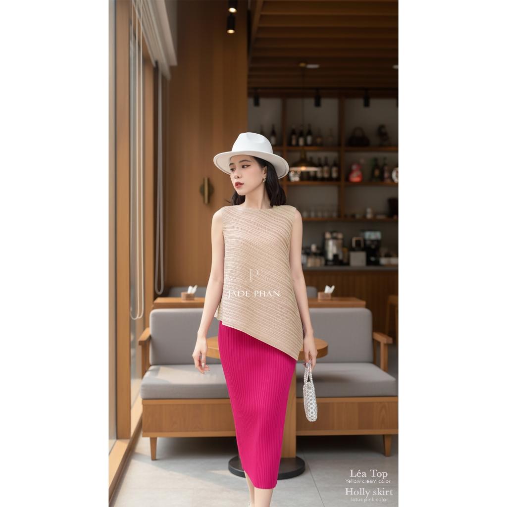Set gồm áo và chân váy, bộ áo và chân váy midi chuẩn form thanh lịch nhiều màu Léa Holly — ảnh 5