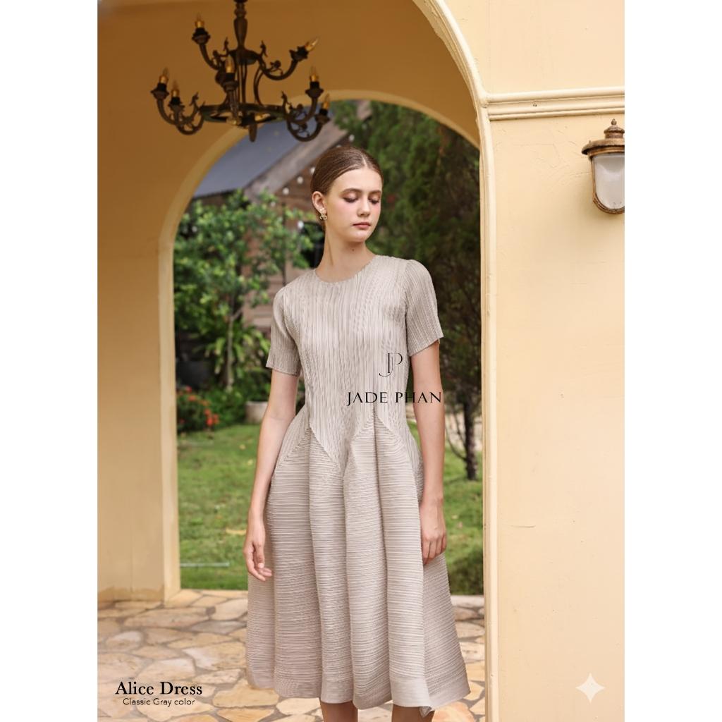 [HỎA TỐC]Váy Alice dập ly cao cấp JADEPHAN xếp ly lò xo thanh lịch — ảnh 2