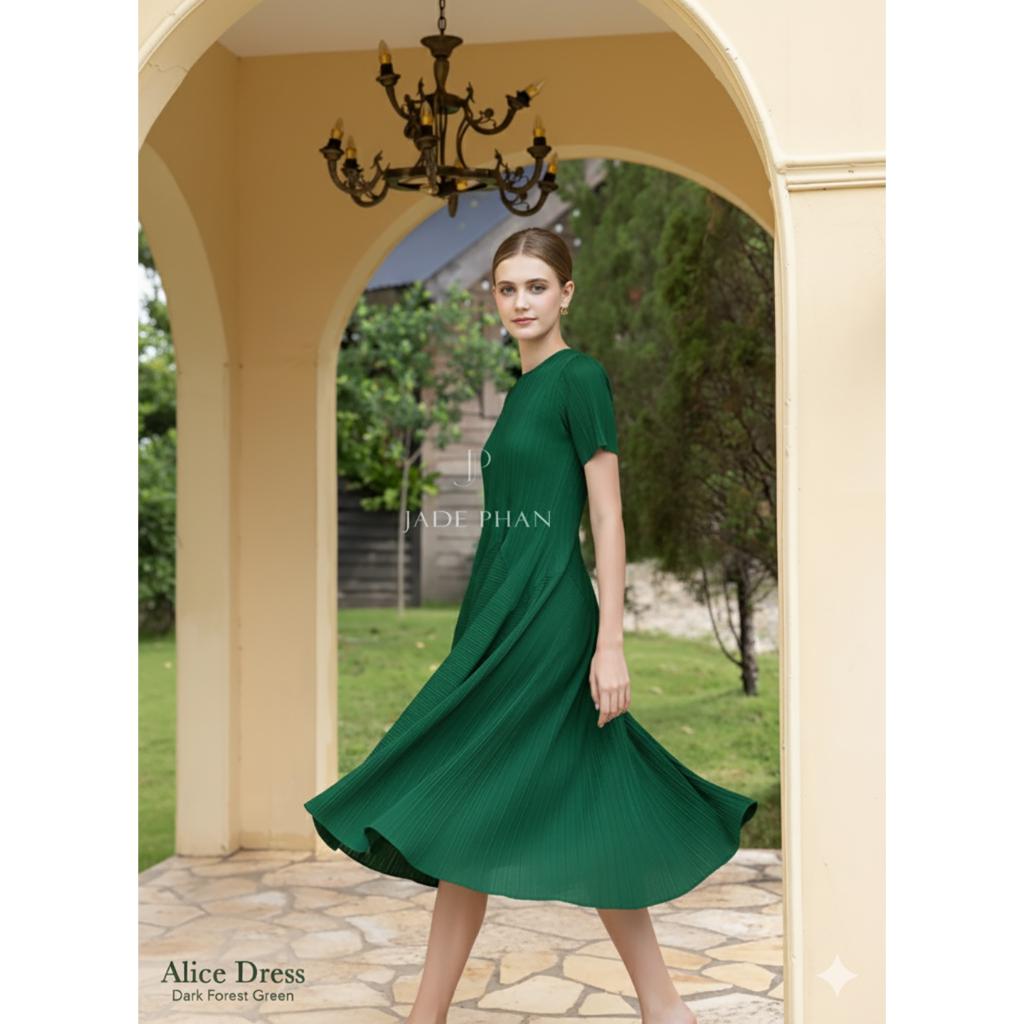 Váy Alice dập ly cao cấp JADEPHAN xếp ly lò xo thanh lịch — ảnh 15