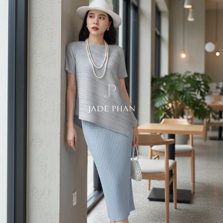 Set gồm áo và chân váymix màu, bộ áo và chân váy midi nữ thanh lịch nhiều màu Jennie Holly — ảnh 10