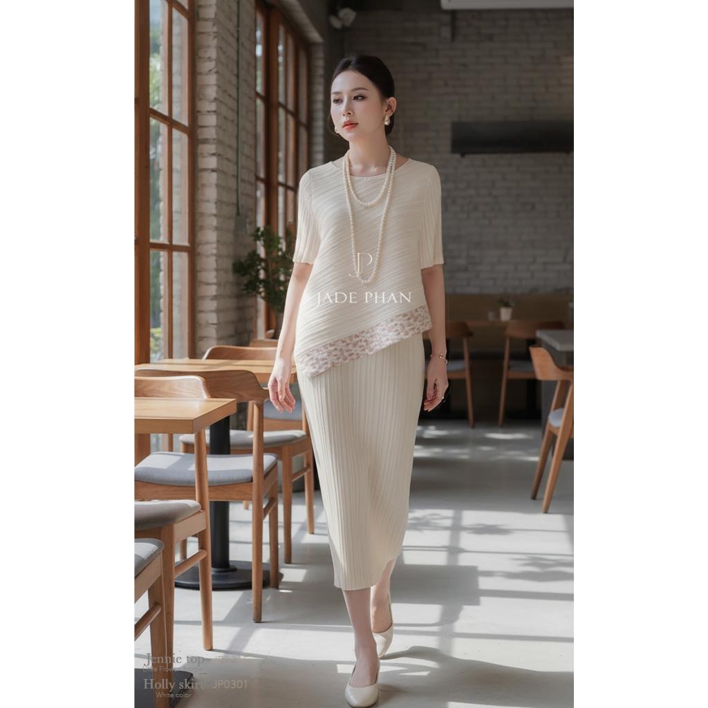 Set gồm áo và chân váyHoa nhí, bộ đồ xếp ly thanh lịch tôn dáng nhiều màu Jennie & Holly [ + ] — ảnh 2