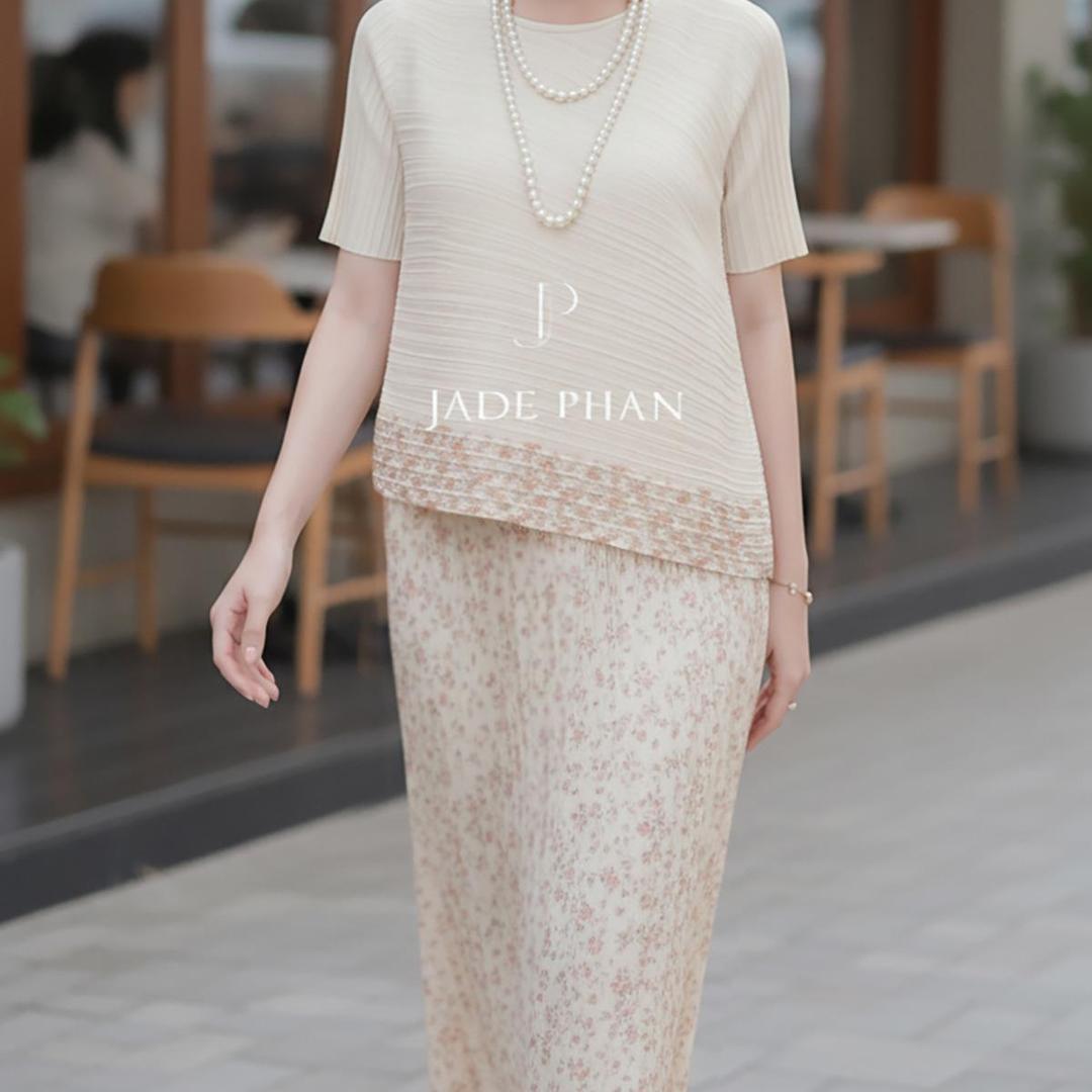 Set gồm áo và chân váyHoa nhí, bộ áo và chân váy xếp ly thanh lịch tôn dáng sang trọng nhiều màu Jennie & Holly [ + ]