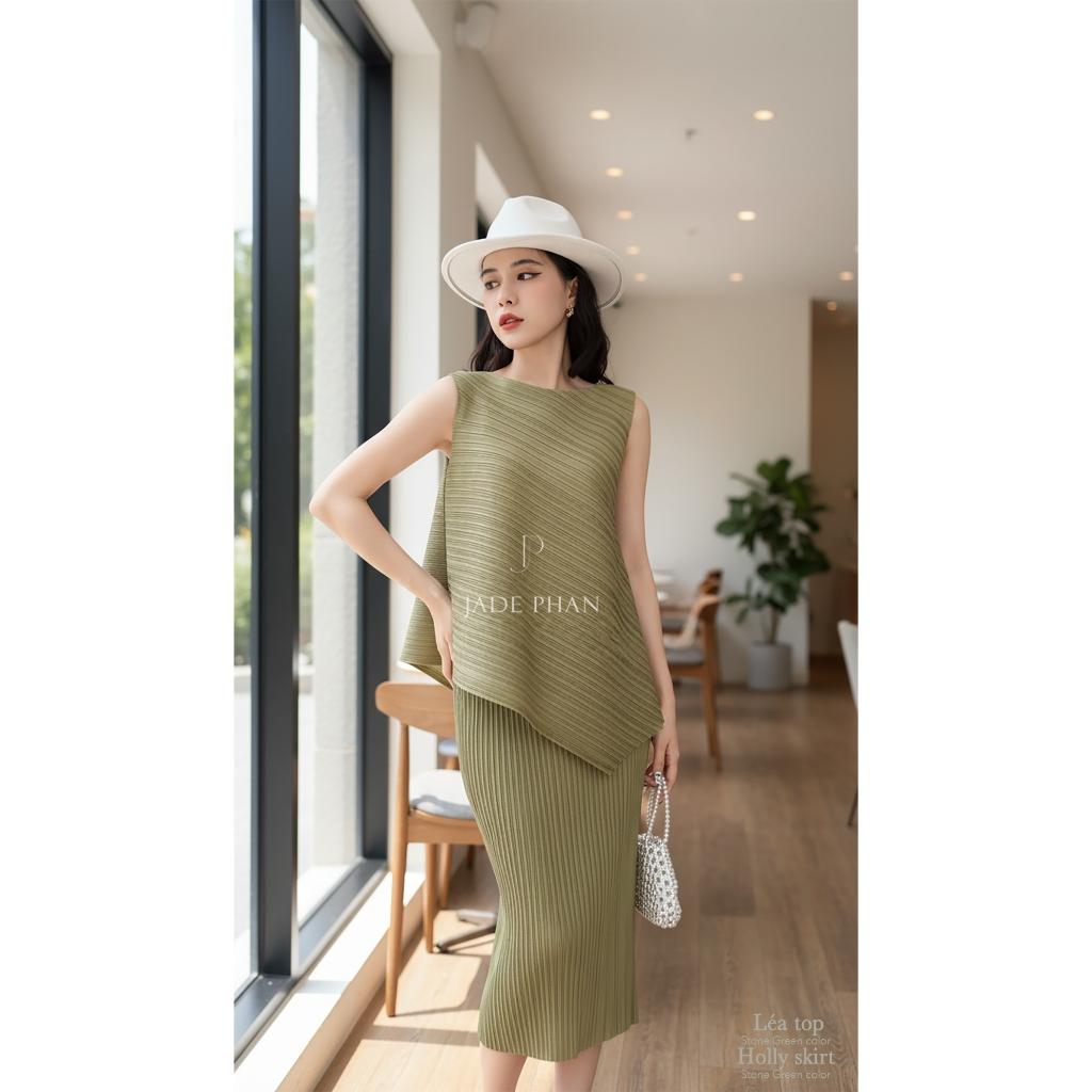 Set gồm áo và chân váy, bộ áo và chân váy midi chuẩn form thanh lịch nhiều màu Léa Holly — ảnh 9