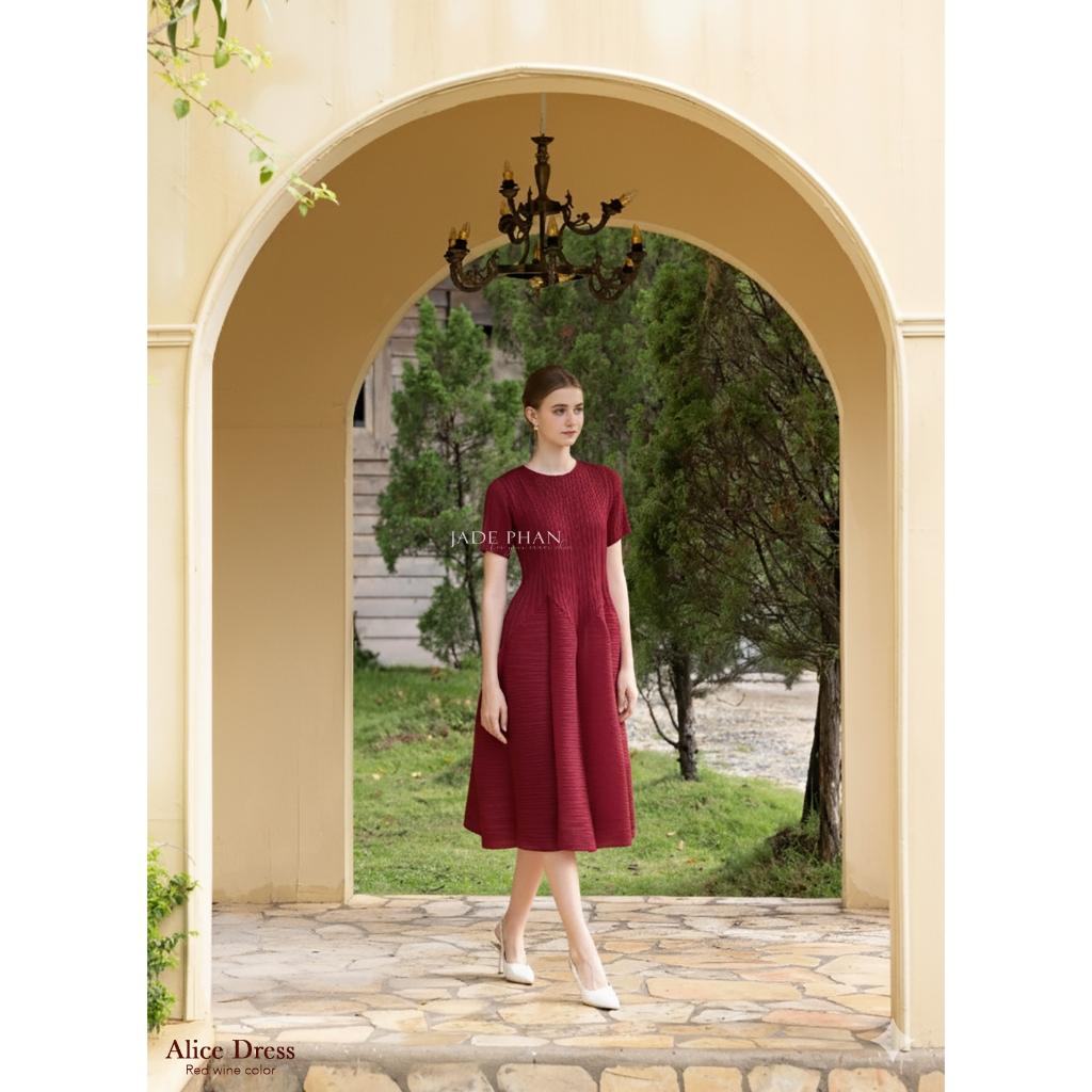 Váy Alice dập ly cao cấp JADEPHAN xếp ly lò xo thanh lịch — ảnh 2