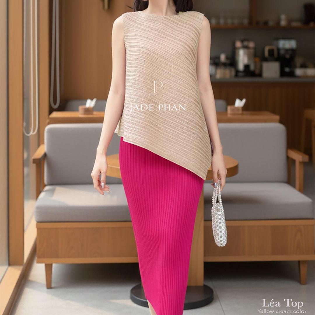 Set gồm áo và chân váy, bộ áo và chân váy midi chuẩn form thanh lịch nhiều màu Léa Holly — ảnh 2
