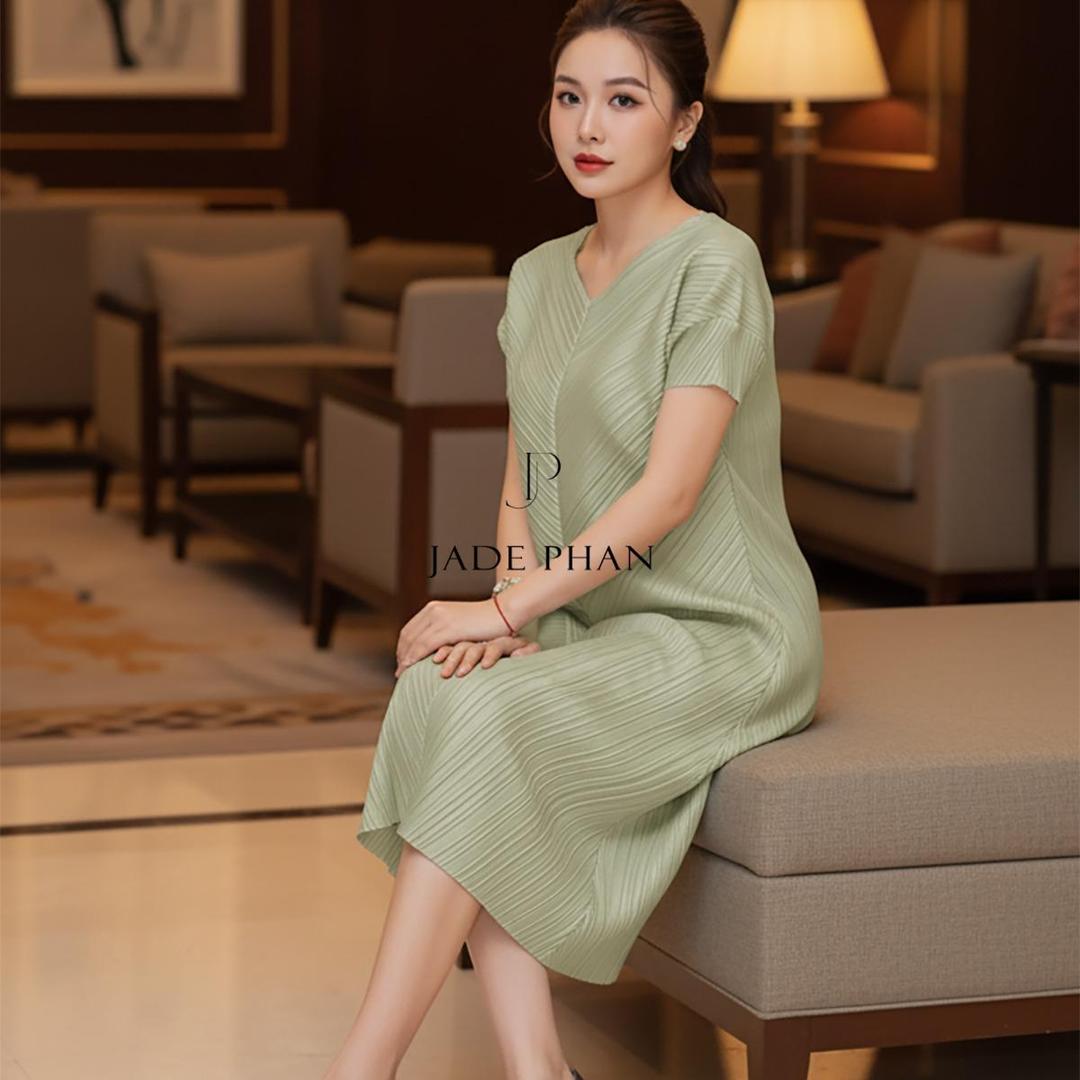 Váy Boise dập ly cao cấp JADEPHAN xếp ly lò xo — ảnh 16