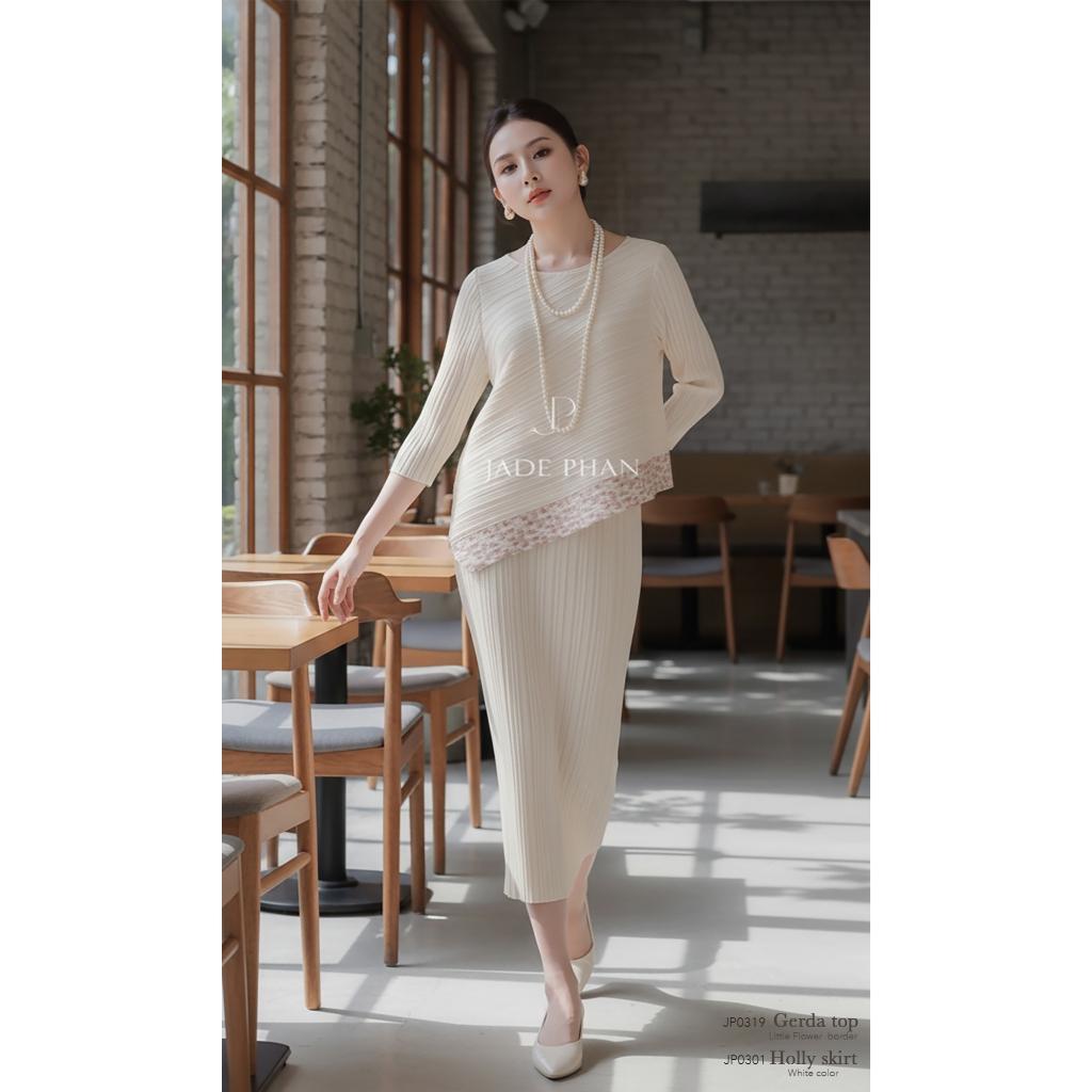 Set gồm áo và chân váyHoa nhí, bộ đồ dập ly cao cấp thanh lịch nhiều màu Gerda & Holly [ + ] — ảnh 2