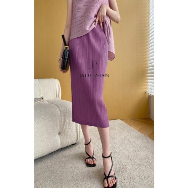 Chân váy Audora XẺ NGANG xếp ly nữ ống suông, chân váy midi nữ dập ly cao cấp không nhăn nhiều màu 76cm — ảnh 22