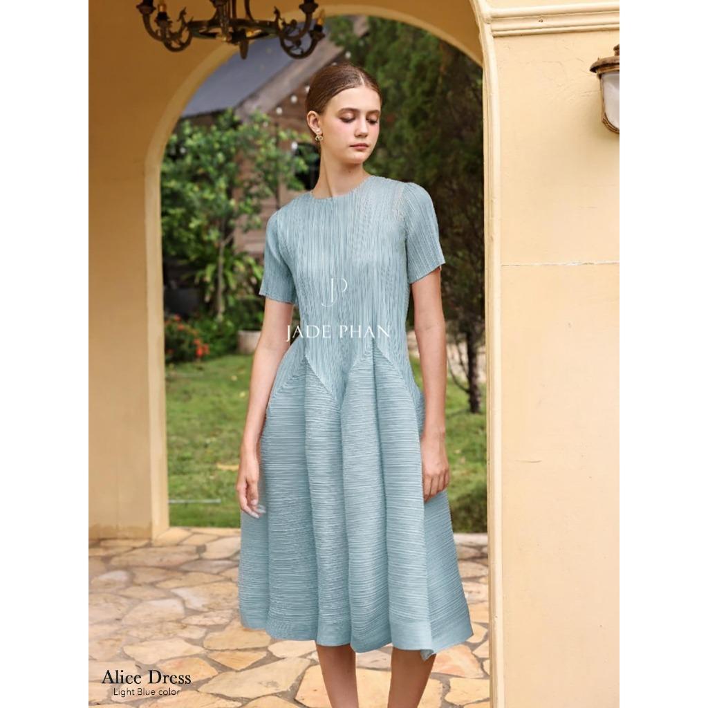 Váy Alice dập ly cao cấp JADEPHAN xếp ly lò xo thanh lịch — ảnh 8