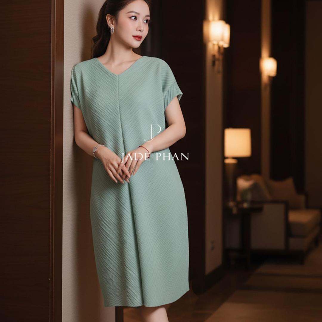 Váy Boise dập ly cao cấp JADEPHAN xếp ly lò xo — ảnh 17