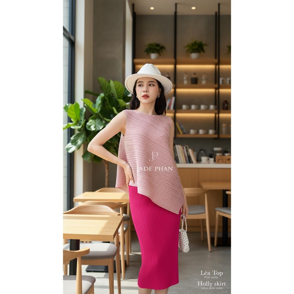 Set gồm áo và chân váy, bộ áo và chân váy midi chuẩn form thanh lịch nhiều màu Léa Holly — ảnh 4