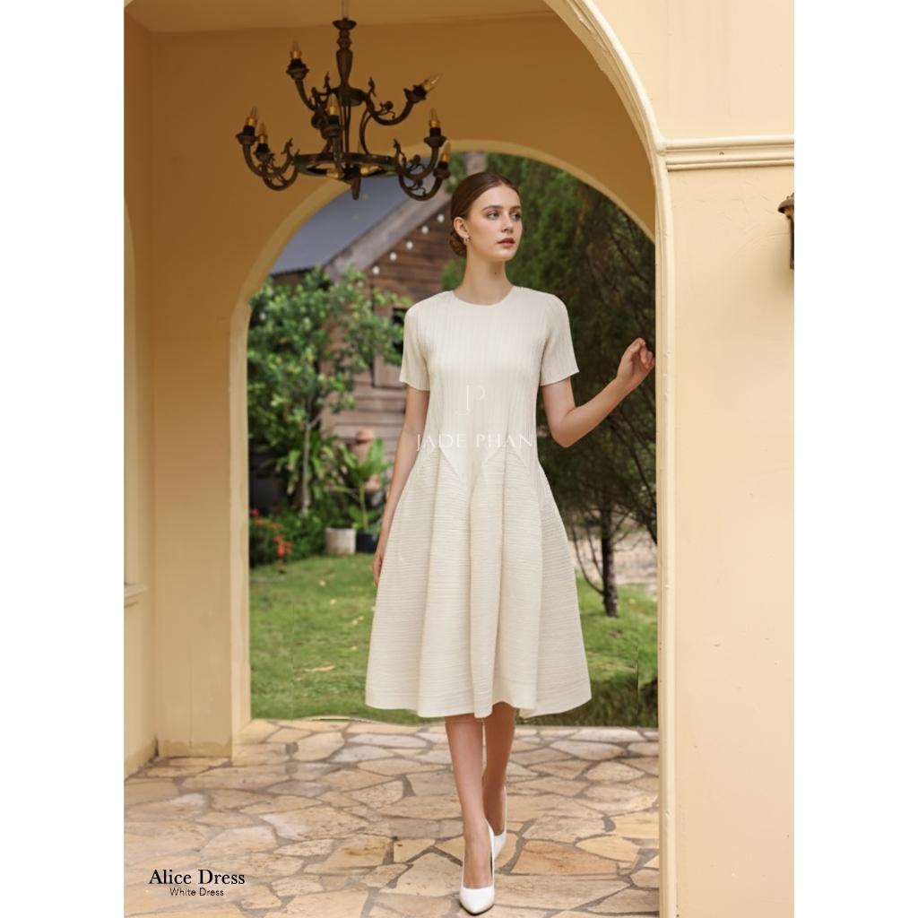 [HỎA TỐC]Váy Alice dập ly cao cấp JADEPHAN xếp ly lò xo thanh lịch — ảnh 4