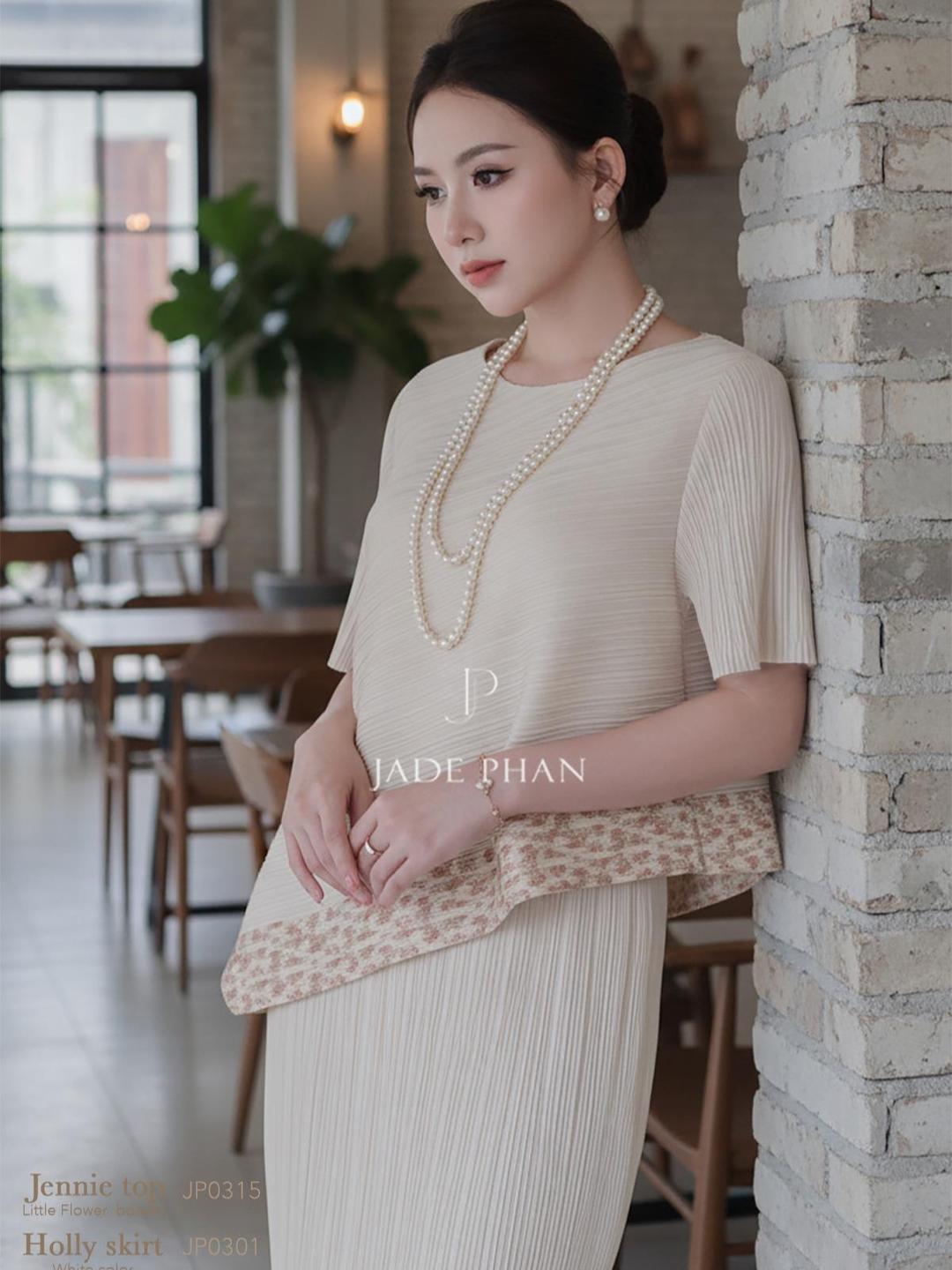 Set gồm áo và chân váyHoa nhí, bộ áo và chân váy xếp ly thanh lịch tôn dáng sang trọng nhiều màu Jennie & Holly [ + ] — ảnh 5