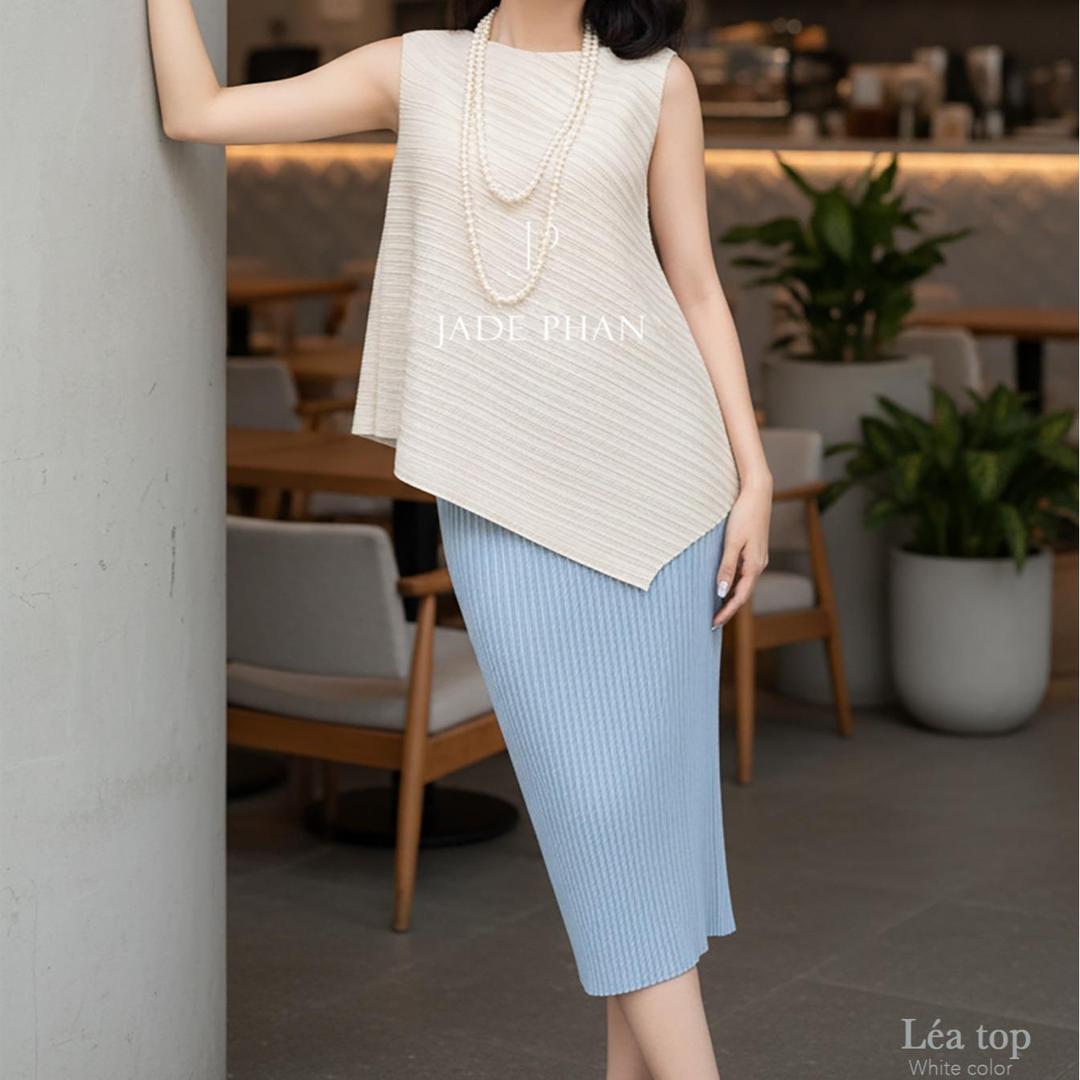 Set gồm áo và chân váy, bộ áo và chân váy midi chuẩn form thanh lịch nhiều màu Léa Holly — ảnh 5