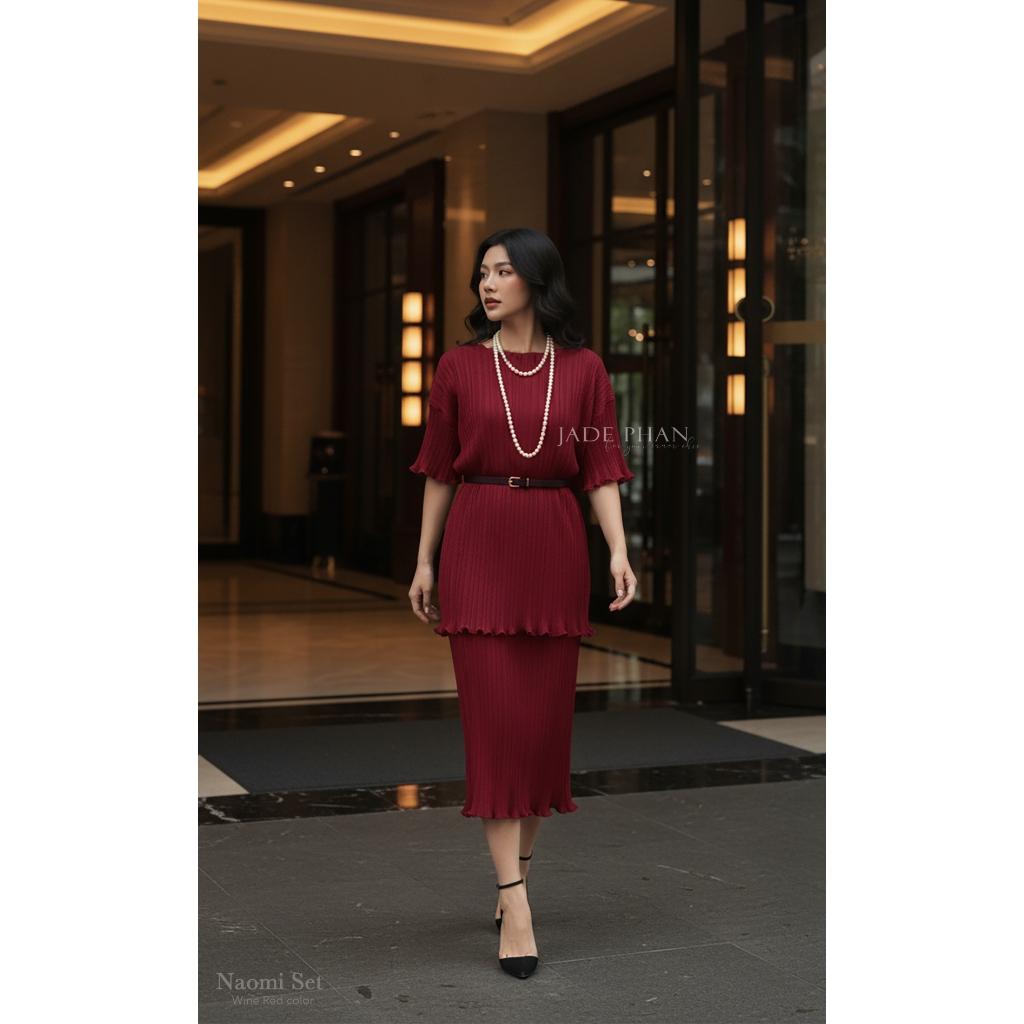 Naomi Set xếp ly nữ sang trọng, áo dập ly, chân váy dập ly Cao Cấp Không Nhăn nhiều màu — ảnh 8