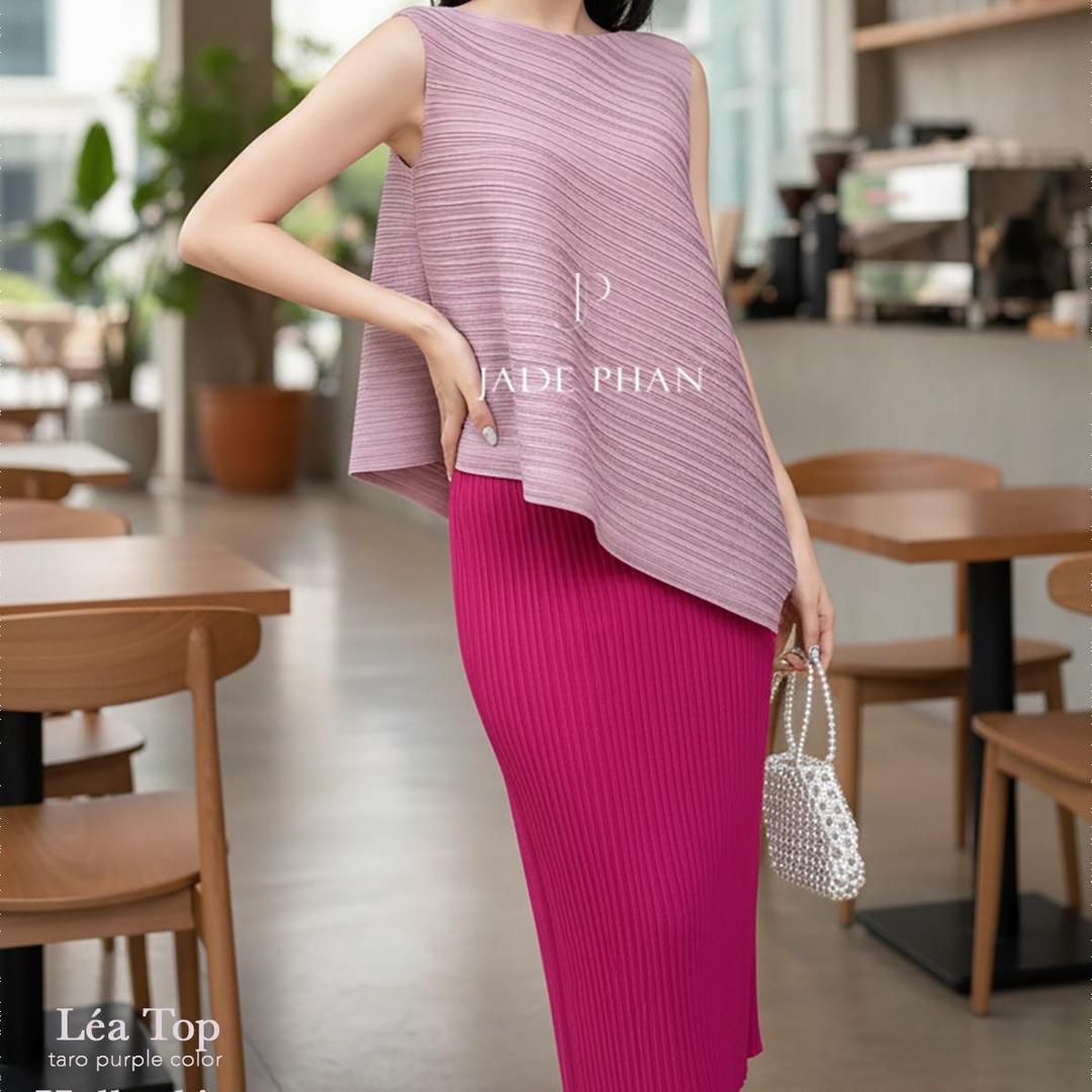 Set gồm áo và chân váy, bộ áo và chân váy midi chuẩn form thanh lịch nhiều màu Léa Holly — ảnh 4